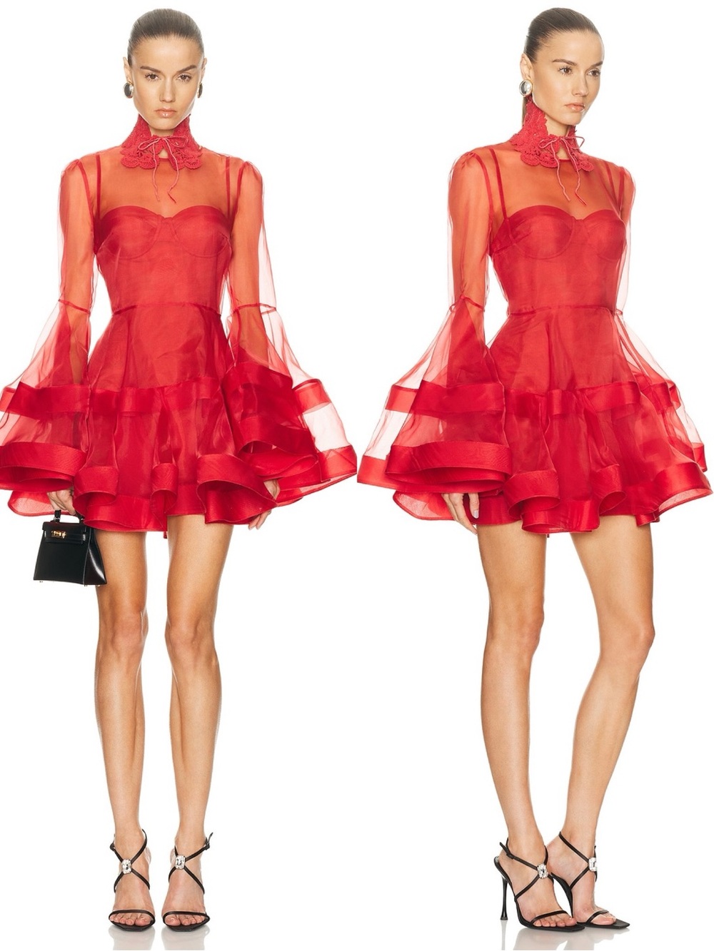 Zimmermann Rebellion Lantern Silk Organza Minidress  size 4 = US 10-12 NWT Red